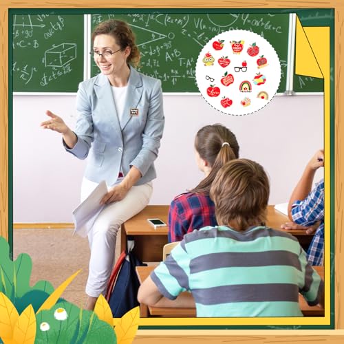 Image of Giegxin 40 Pcs Teacher Lapel Pins Bulk Back to School Pencil Book Apple Blackboard Enamel Pins for Clothes Bags Accessories