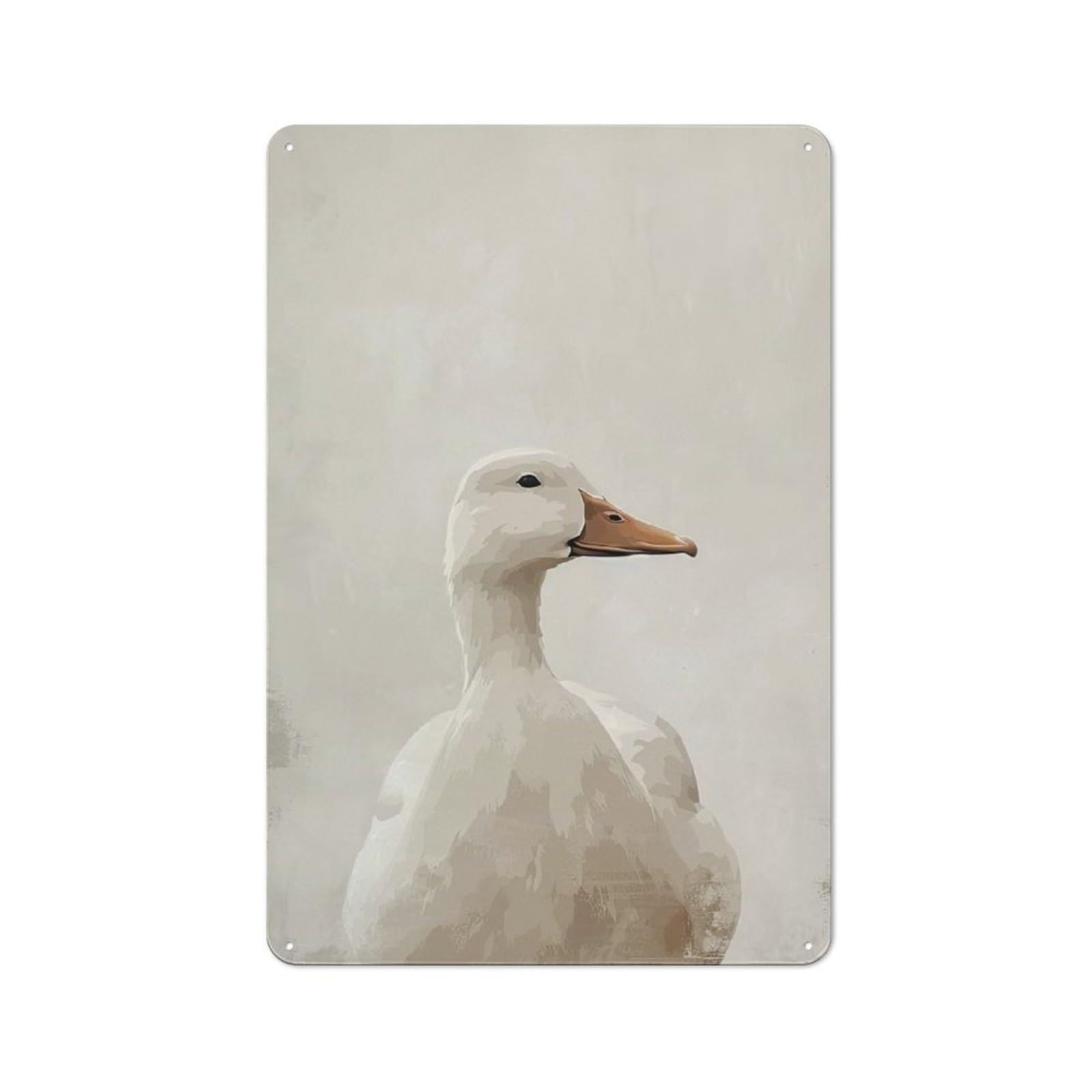 Junmoney Elegant White Duck Portrait Rustic Metal Sign 30X20cm For Lounge Or Reading Corner, For Reading Corner Decorators