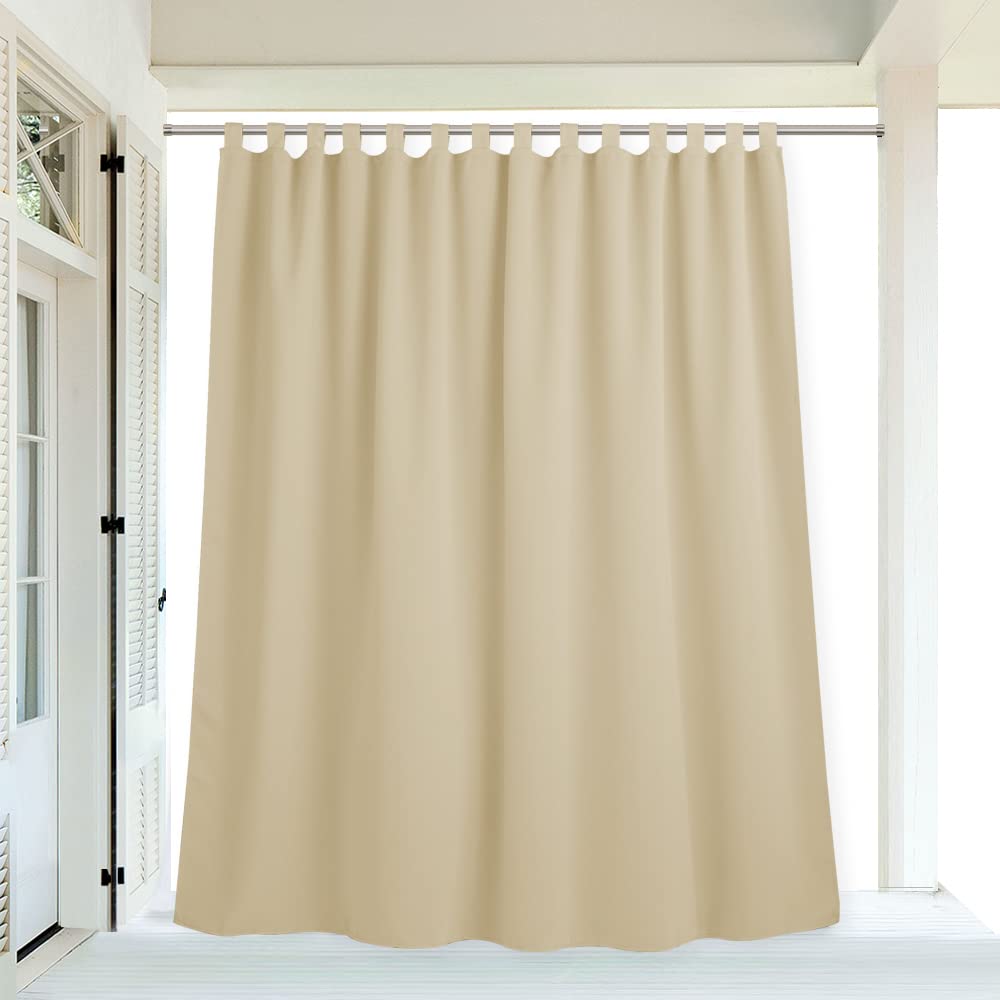 RYB HOME Outdoor Curtain for Patio - Extra Wide Curtains Insulated Tab Top Blackout Curtain Repel Summer Heat Privacy Outside Curtains for Pool Hut Cabin-image-10