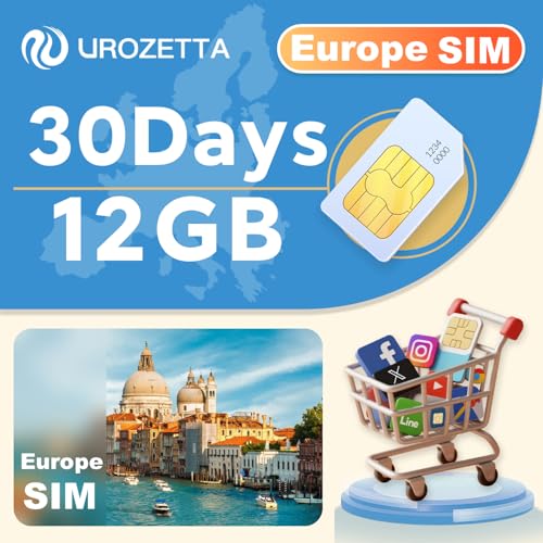 Europe Data SIM Card 30 Days 12GB for 32 Countries...