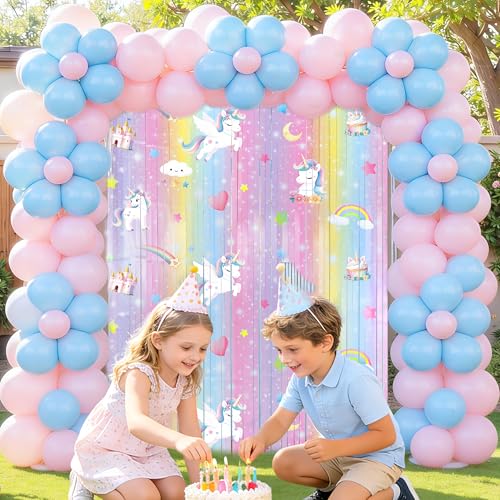 Decoración Unicornio 2Pzas Fondo 3.3X6.6Ft Morado y Rosa miniatura 5