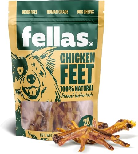 Fellas Pets Dehydrated Chicken Feet Dog Treats - Organic, Nail