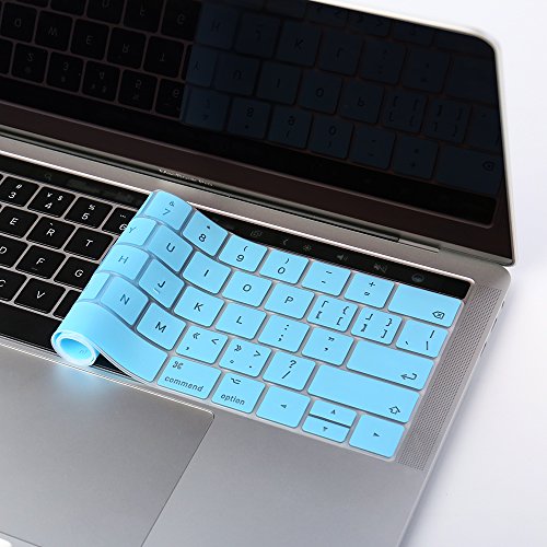 Vfeng Ultra Thin Soft Silicone Keyboard Skin For 2016 2017 2018 2019+ Macbook Pro 15 Inch With Touch Bar (Model: A1707/A1990) And Macbook Pro 13 With Touch Bar (Model: A1706/A1989/A2159)-Peacock Blue #TOP4