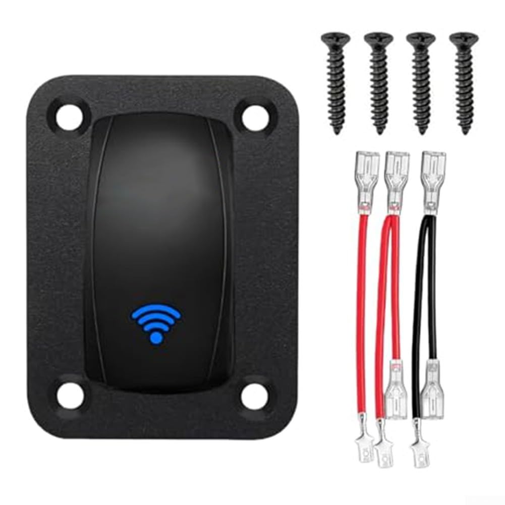 Linnkyfloa Rocker Switch for Starlink, 12V 24V 20A Signal Control with LED, Waterproof Switch Panel RV Boat Marine Antenna, Black(1PCS)