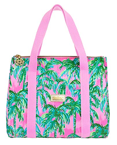 Lilly Pulitzer Cute Lunch Bag For Women, Large Capacity Insulated Tote Bag, Pink/Green Mini Cooler With Storage Pocket And Shoulder Straps, Suite Views #TOP1