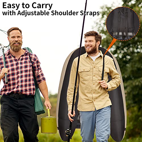 Xproutdoor Fishing Float Tube With Adjustable Backpack Straps, Storage Pockets, Fish Ruler, Fly Fishing Boat With Pump, Oar, Rod Holder And Mount, Fins, 350Lbs Load Bearing Capacity, Ft003,Khaki #TOP4