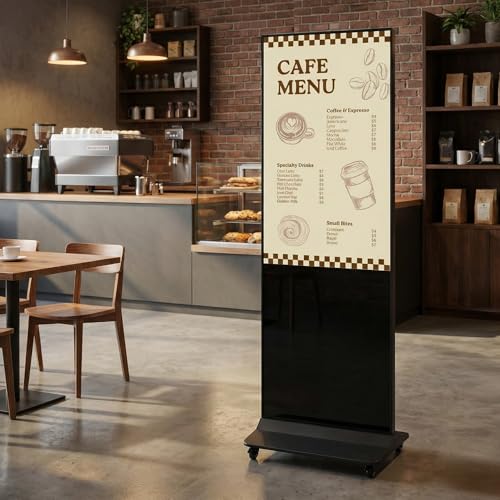 Image of shopPOPdisplays 55″ Touch Screen Display Kiosk, Android OS, Full HD 1080x1920, Movable Wheels, WiFi /HDMI /USB, Interactive Indoor Digital Signage for Retail & Events