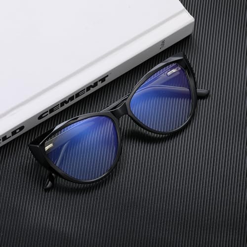 Image of Blue Light Blocking Glasses, TR90 Cat Eye Frame Computer Glasses With Anti Eyestrain & UV Glare Protection (Black)