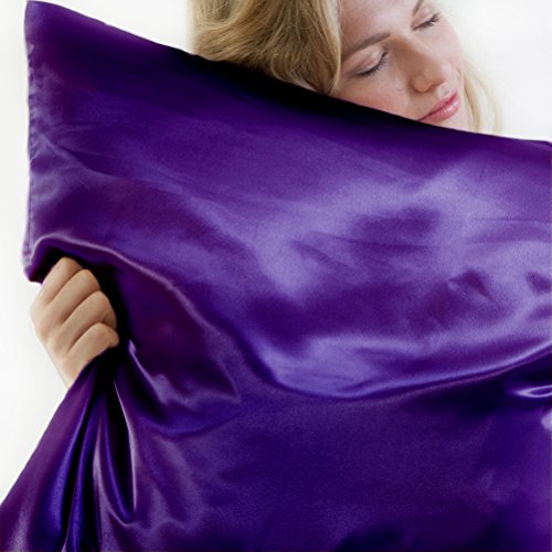 Satin Beauty Pillow, der Satin Kissenbezug für ihre Haarpflege und Hautpflege, Aubergine 80 x 80 cm Cover