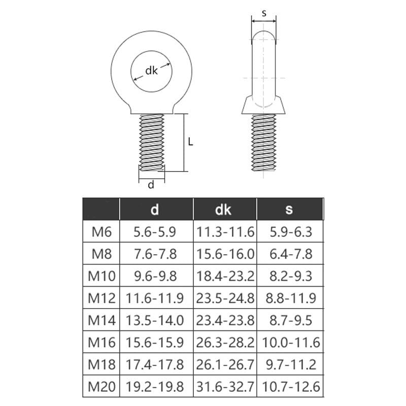 Tornillos de ojo M16 antioxidación para evitar roturas en la elevación de cables 2