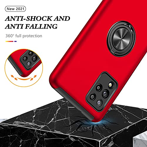 Image of Galaxy A42 5G Case for Samsung A42 Case Military Grade Shockproof Built-in Ring Holder Kickstand Car Mount Armor Heavy Duty Protective Case for Galaxy A42 Phone Case (Red)
