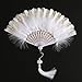 Feather Folding Hand Fan for Dancing, Hot Pink, with Tassel, Classical Style, Cheongsam Fashion Show