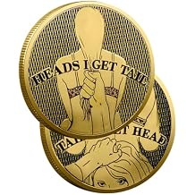 2PCS Double Side Heads and Tails Coin Lucky Token Double Side Challenge Coin Funny Prank Gifts for Valentines Heads and Tails Coin-Golden
