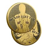 YOUNEEDFUL 2PCS Double Side Heads and Tails Coin Lucky Token Double Side Challenge Coin Funny Prank Gifts for Valentines (Heads and Tails Coin-Golden)