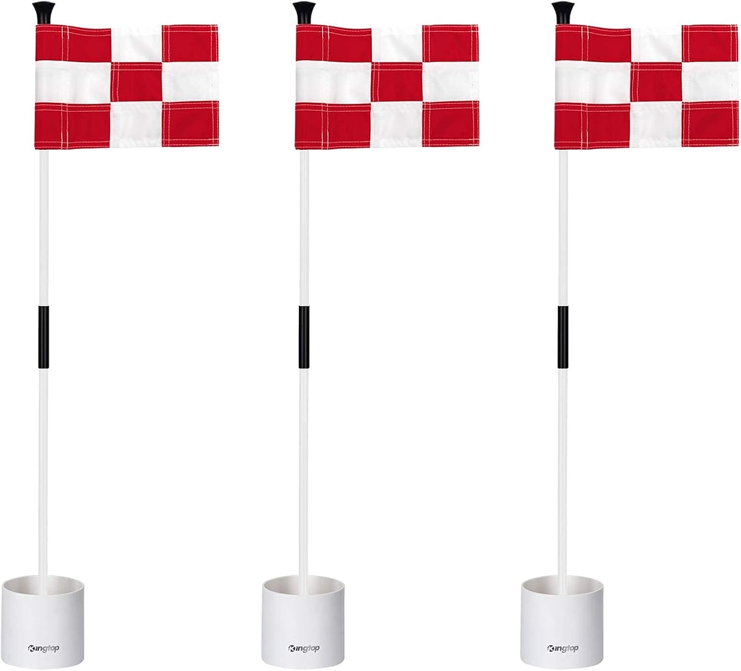 KINGTOP Golf Flagstick Mini, Putting Green Flag for Yard, 3 Feet Flagpole 2-Section Design, Golf Pin Flags Hole Cup Set, 4" Putting Cup, 3-Pack