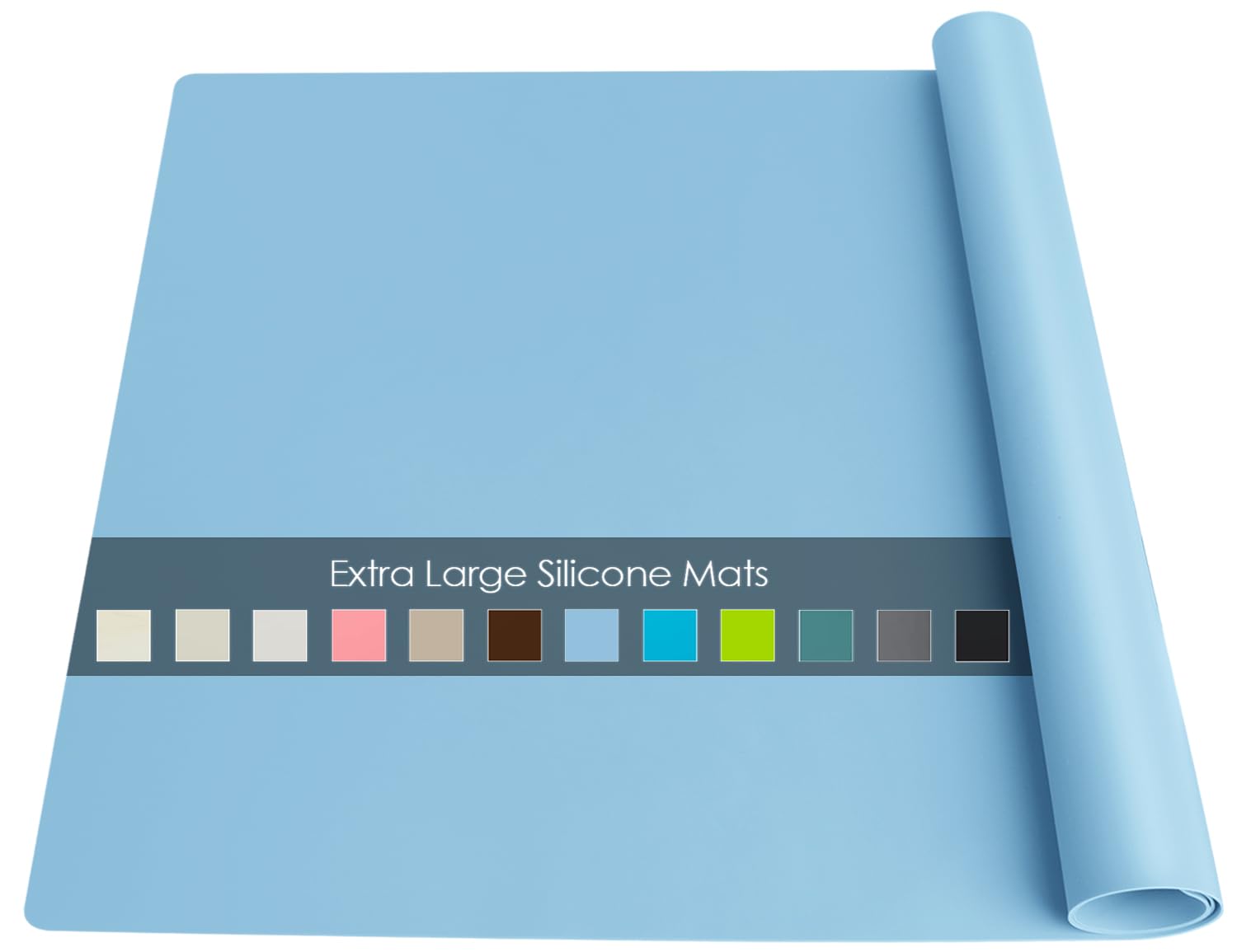 Extra Large Silicone Mats, Food Grade & Thick Silicone Pad Table Mat for Crafts, Kids Placemat, Silicone Heat Resistant Mat Kitchen Counter Mat for Baking Pastry, 23.6''x15.75'' Light Blue, 1Pack — image 1