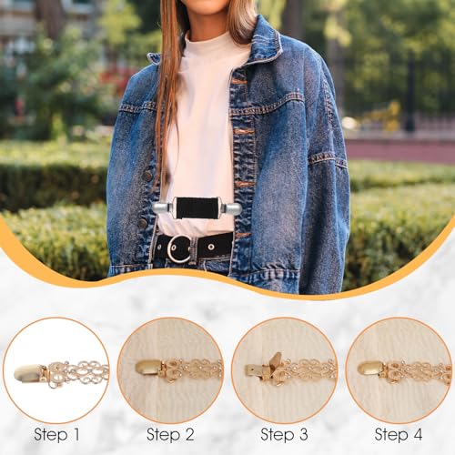 Image of 5 Pcs Retro Cinch Clip for Cardigans Sweater 3 Sizes Vintage Dress Clips Back Cinch Shirt Clips for Women Clothing Waist Tightener Stylish Shawl Cramp Elegant Style Brooch-Silver Gold Black White