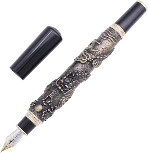 Miniatura 3 de Gullor Pluma estilográfica de lujo Jinhao Dragón ChinoLoong Bronce Basso-relievo Punta mediana