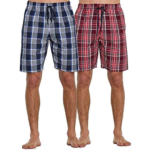 CYZ Men's 100% Cotton Plaid Poplin Woven Lounge/Sleep Shorts, F23022,Large Cover