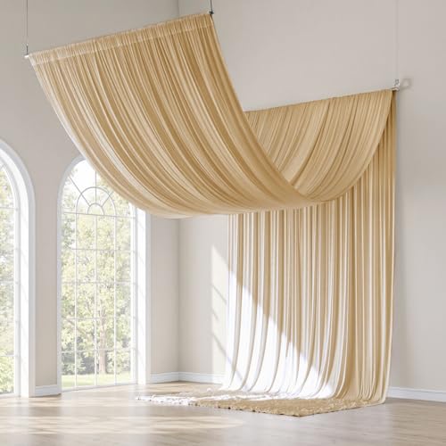 gogoparti 10x20FT Beige Ceiling Drapes for Weddings Parties...