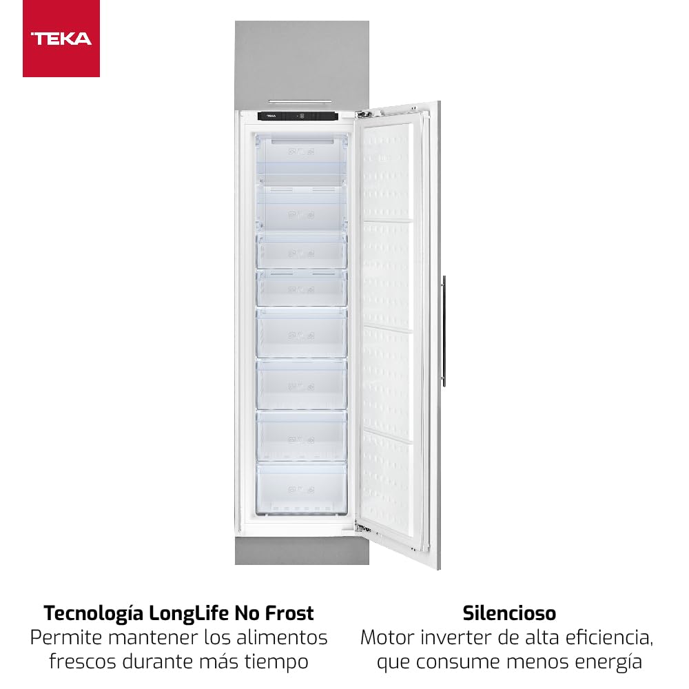 TEKA Congelador Total 177 cm, 220 L, Motor Inverter, Sistema Integración Door to Door, Tecnología LongLife No Frost, 6+2 Cajones, Congelación Rápida, Display Electrónico, Modelo RSF 73360 FI