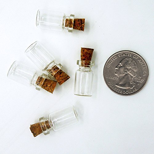 Lefv Mini Cork Top Glass Bottle Vial Charm Kit 3/4 Inch - 50Pcs 0.5Ml Clear Bottles With Corks & 50Pcs Eye Screws - Miniature Empty Sample Jars Message Bottle Small Tiny Size #TOP5