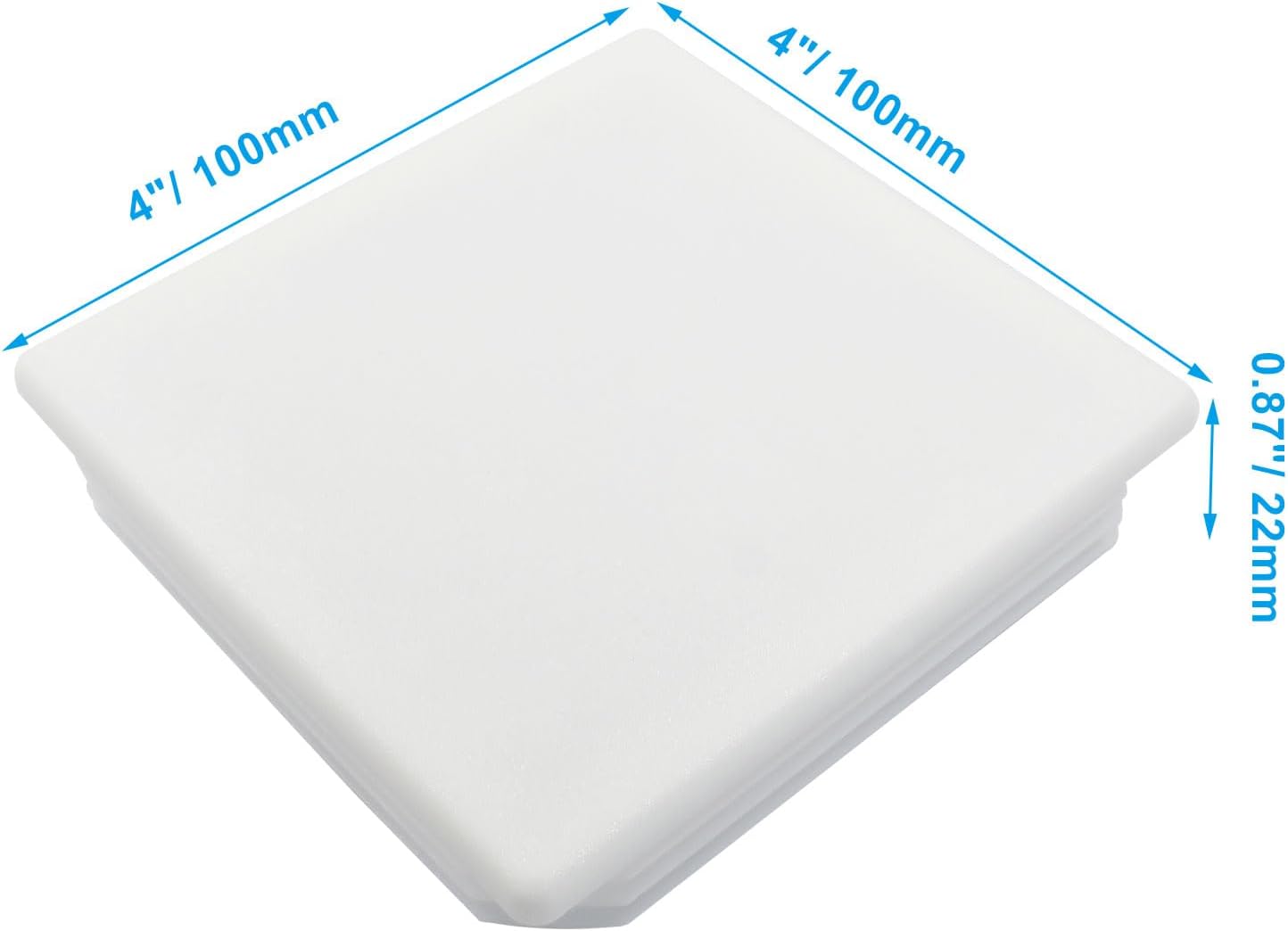 Hordion 12 Pcs 4" Square Plastic Plugs, White Tubing End Cap Chair Leg Inserts for Pipe Post Chairs Furniture