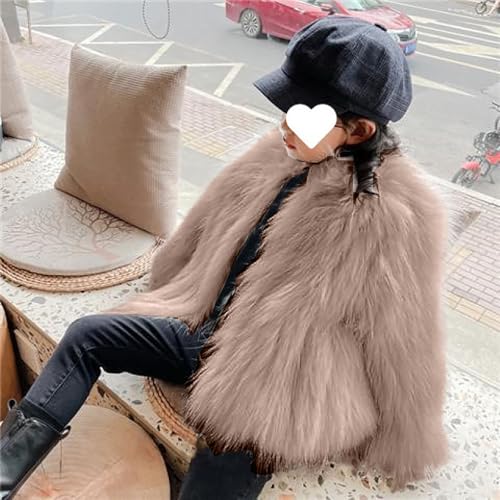 ASHER FASHION Girls Faux-Fu𝐫 Jacket Coat Toddler Baby Kids Autumn Winter Warm Open Front Thick Warm Outwear4