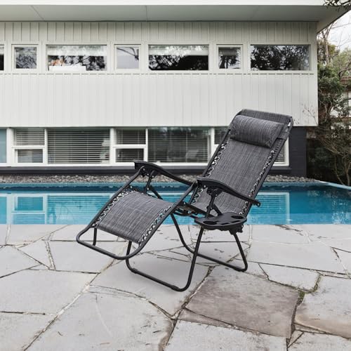 Tela de repuesto para sillón reclinable plegable negra de jardín y terraza FOYTOKI 6