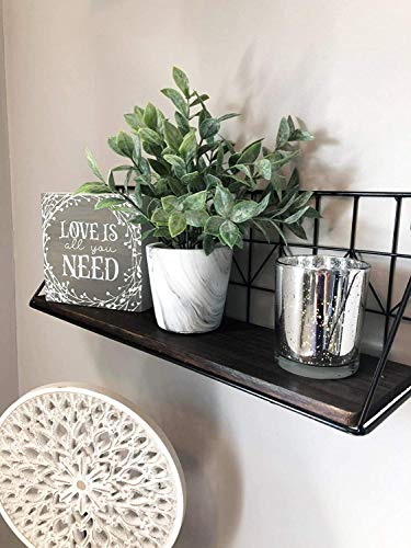 Mkouo wandgemonteerde drijvende planken set van 2 rustieke metalen draad opslag planken - Image 6