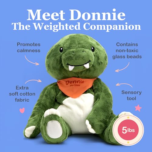 Image of Lilly's Love Weighted Stuffed Animal, 5lb | Sensory Plush for Kids & Adults | Machine Washable Plushie w /Removable Inner | Calming Weighted Stuffed Animal for Anxiety, Donnie The Dino