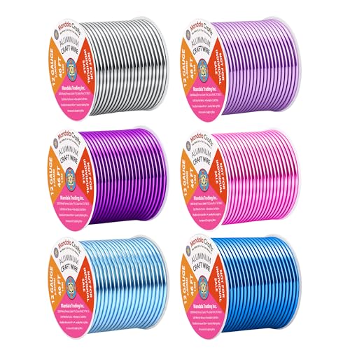 Image of Mandala Crafts 12 GA Turquoise Pink Assorted Anodized Aluminum Craft Wire | 276 FT, Colored, Flexible, Bendable for Bonsai Armature Sculpting Wire Wrapping Jewelry Making, Weather & Tarnish Resistant