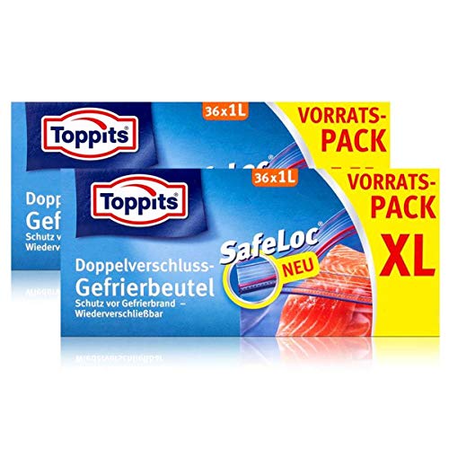 Preisvergleich Produktbild Toppits Doppel-Verschluss Gefrierbeutel 36x1 Liter (2er Pack)
