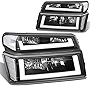 Auto Dynasty 4Pcs Dual LED DRL Headlights Assembly and Bumper Lamps Compatible with Chevy Colorado GMC Canyon Isuzu I-Series 04-12, Black Housing Clear Corner