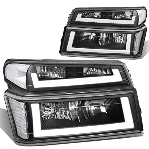 Auto Dynasty Headlights Assembly and Bumper Lamps 4Pcs Dual LED DRL Headlamps Replacement Compatible with Chevy Colorado GMC Canyon Isuzu I-Series 2004-2012 Black Housing Clear Corner