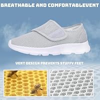 Git-up Damen Atmungsaktive Mesh-Breitlaufschuhe Einstellbare Sneakers für Frauen, Geeignet bei Schwellungen der Füße, Plantarfasziitis, Diabetes, rutschfeste Sohle, Grau 46 – Ansicht 4