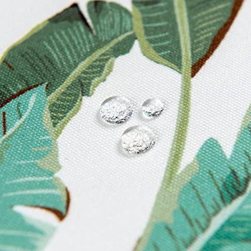 Hofdeco Premium Coastal Outdoor Green Table Runner, 13”X72” With Umbrella Hole Waterproof Dining Table Runner For Patios, Green Banana Leaves #TOP5