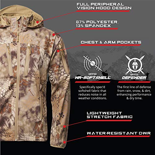 Kryptek Dalibor III Jacket - Men's Lightweight Softshell, Water Resistant, Stretch Fabric, Tactical Outdoor, Hooded, Durable3