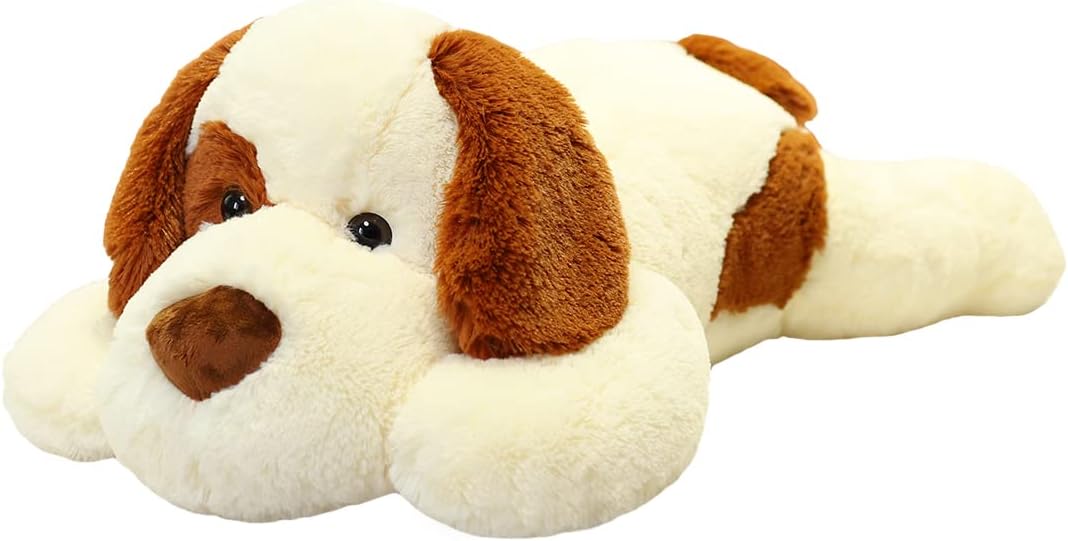 YESGIRL 26.8 inch Large Dog Weighted Stuffed Animals, 5 lb Weighted Plush Animal, Cute Plush Toy Pillow, Gifts for Adults, Kids, Boys and Girls(White) Weighted Dog White