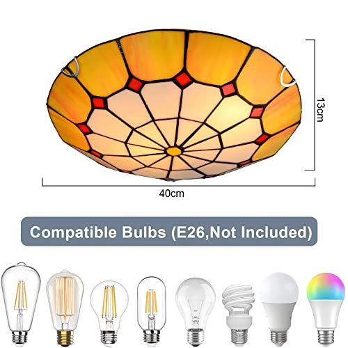 Plafonnier encastré LED dimmable en vitrail 16 pouces E27 - 4