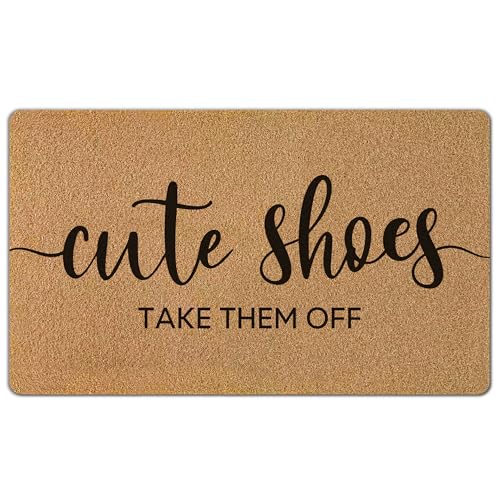 GUULIJEEMIY Cute Shoes Take Them Off Doormat Shoes Off Front Door Mat Rug Outdoor Indoor Entrance Funny Welcome Artificial Coir Doormat for Porch Patio Entry Housewarming Gifts for Women 30x17 in