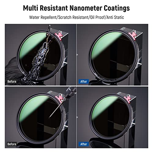 NEEWER 72mm 2 in 1 Variable ND + Black Diffusion 1/4 Filter for Mist Cinematic Effect, HD Multicoated Adjustable Neutral Density ND2-32 Effect Filter, No X Cross - image 9