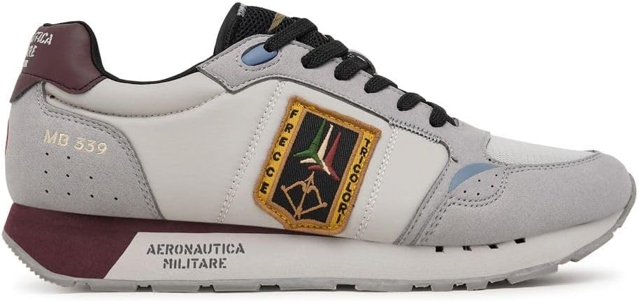 Sneakers Italiennes Baskets Aeronautica Militare Homme - Ecosuede/Nylon Noir Et Vert Militaire - Semelle Running - Réf. U25AR01 Chaussures Running Militaire