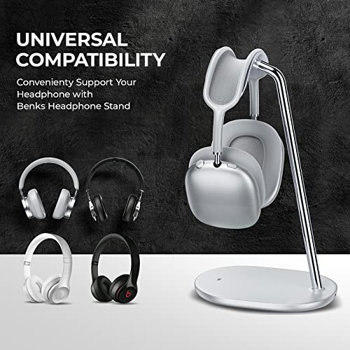 Image of BENKS Headphone Stand, Airpods Max Stand, Desktop Headset Holder, Gaming Headset Accessories, Desk Earphone Stand for AirPods Max, Beats, Bose, Sony, Senheiser (White Headphone Stand)