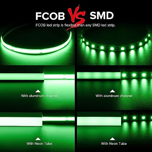 Tira de LED verde FCOB 16.4FT 480 LEDs/m 8mm ancho miniatura 2