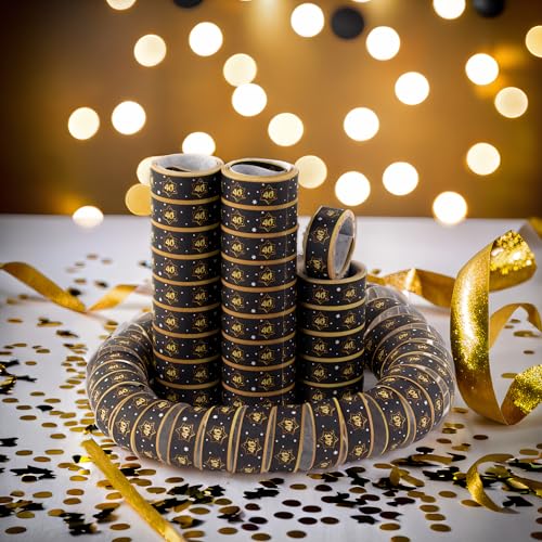 40 Geburtstag Deko Luftschlangen schwarz/gold - Originelle Geburtstagsdeko 40 für einen gelungenen 40 Geburtstag Frauen oder Männer - Tiwoca