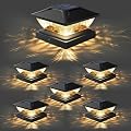 Solar Post Cap Lights Outdoor: 6 Pack 48 LED Fence Post Solar Lights, Solar Powered 2 Lighting Modes 4x4 Post Solar Lights for Garden Patio Deck Step Decor, Fit 3.5x3.5 5x5 Vinyl Wooden Lamp Post