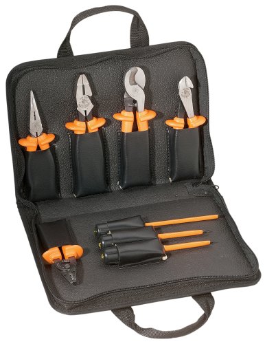 Klein Tools 33526 Basic Insulated Tool Kit, 1000-Volt, 3 Pliers, 3 Screwdrivers, Cable Cutter and Wire Cutter/Stripper, 8-Piece