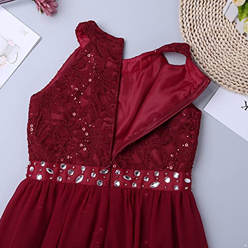 Sxiwei Kids Girls Sleeveless Floral Lace Maxi Dress Shiny Rhinestone Formal Dance Dress for Birthday Party4