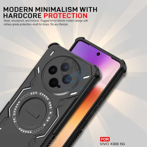 Image of AESTMO Back Case Cover for Vivo X300 5G | Magnetic Case with Built-in Metal Ring | Compatible with MagSafe Accessories | Shockproof Hybrid (PC + TPU, Black)